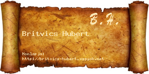 Britvics Hubert névjegykártya